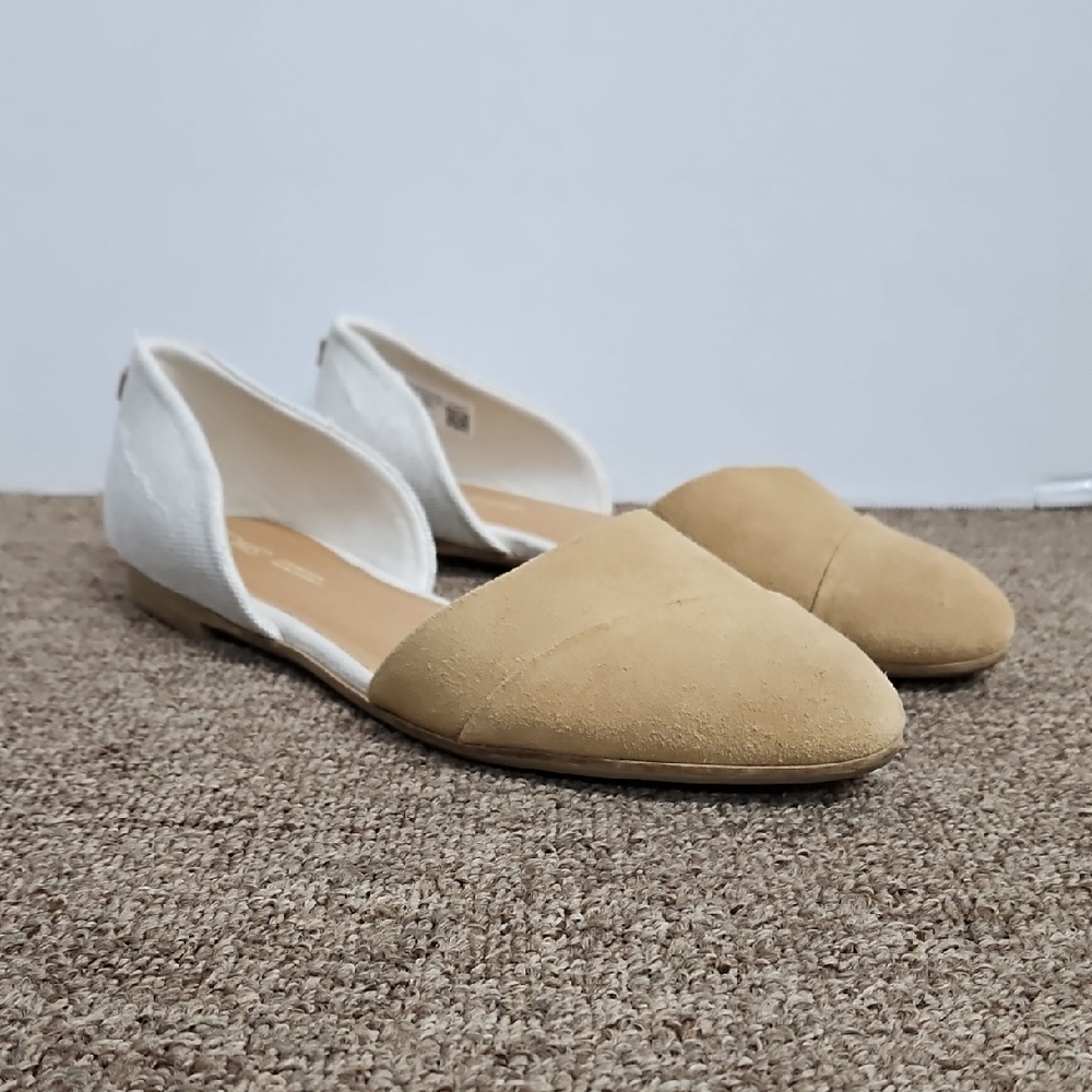 Toms Tan and White Jutti D'orsay Flats Sz 11 Womens